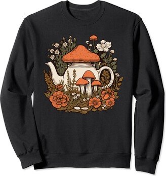 Teapot Cottagecore Accessories For Women Vintage Teapot Cottagecore Mushroom Aesthetic For Women Sweatshirt