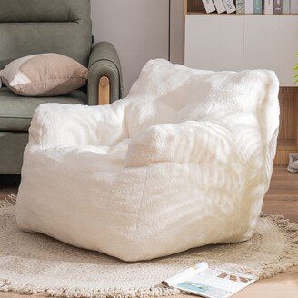 HomSof White Soft Tufted Foam Bean Bag Chair