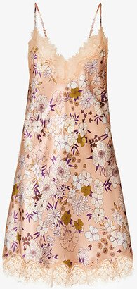 ainted isters Womens Heather Fay carlett Floral-print ilk Chemise