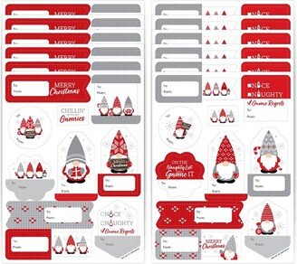 Big Dot of Happiness Christmas Gnomes - Assorted Holiday Party Gift Tag Labels - To and From Stickers - 12 Sheets - 120 Stickers