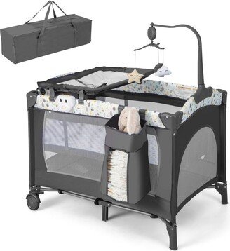 Multi-Functional Baby Playpen with Mattress and Removable Changing Table