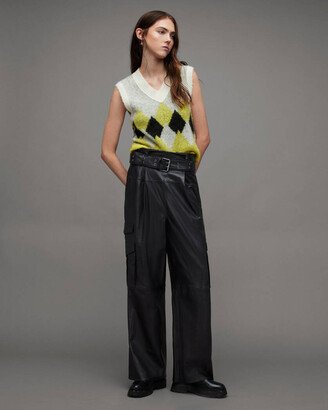 Harlyn Wide Leg Belted Leather Pants