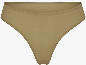 Womens Khaki Fits Everybody Mid-rise Stretch-woven Thong