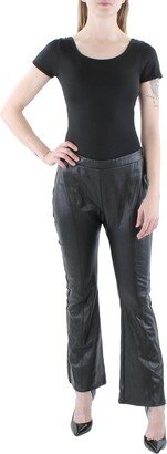 Womens Faux Leather Flare Leggings