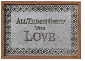 All Things Grow with Love Framed Metal Art
