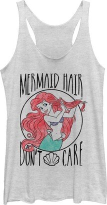 Women' The Little Mermaid Ariel Hair Don't Care Racerback Tank Top - White Heather - Small