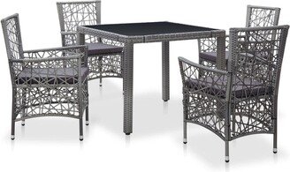 5 Piece Patio Dining Set Poly Rattan Gray