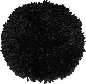 Home Weavers Inc 36 Round Bella Premium Jersey Shaggy Black Polyester with Cotton Backing Accent Rug - Home Weavers