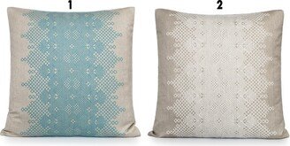 Woven Beige, Turquoise, White Geometric Design Decorative Pillow Cover. Accent Throw Pillow, Home Decor.