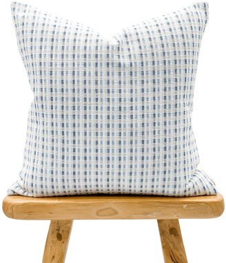 Blue & Cream Striped Woven Pillow Cover, Neutral Pillow, White Blue Farmhouse Textured Pillow Cover