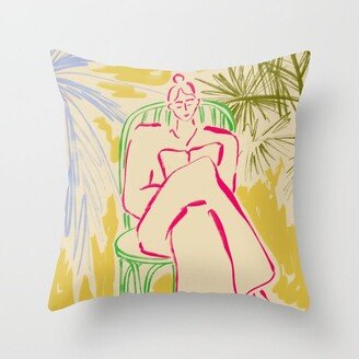 READING AMONG PALM TREES Throw Pillow