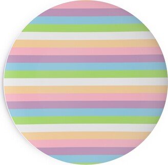 Salad Plates: Multi Colored Stripes - Pastel Salad Plate, Multicolor