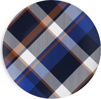 Salad Plates: Cora's Plaid - Blue Salad Plate, Blue