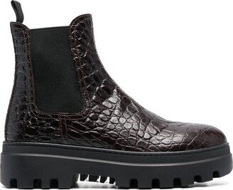 Croc-Effect Ankle Boots