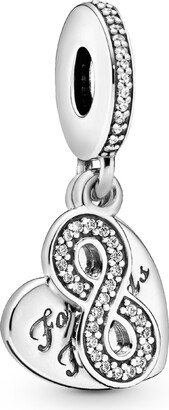 Cubic Zirconia Forever Friends Heart Dangle Charm