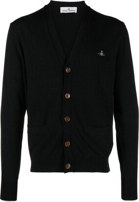 Orb-embroidered V-neck cardigan