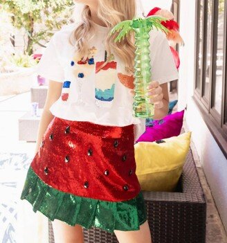 Queen Of Sparkles Watermelon Skort In Red/green