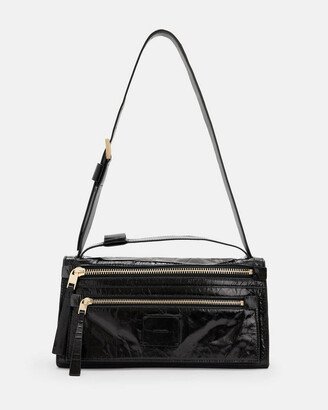 Abrielle Leather Shoulder Bag - Black