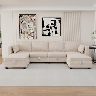 IGEMAN Modular Sectional Sofa Couch U-Shaped Sofa Couch, Reversible Chaise with Ottomans-AB