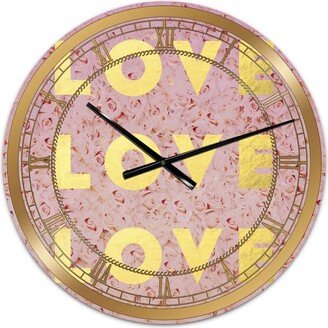 Designart Love, Love, Love Oversized Glam Wall Clock - 36 x 28 x 1