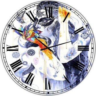 Designart Urban Girl Watching Butterfly Oversized Modern Wall Clock - 36 x 36