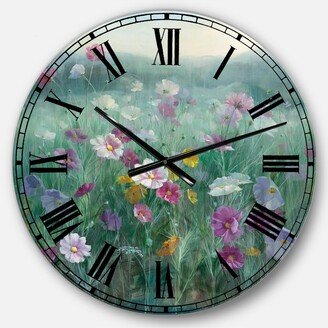 Designart Floral Farmhouse Oversized Metal Wall Clock