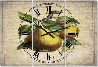Designart Pear Old Style Sketch Ii Large Cottage 3 Panels Wall Clock - 23