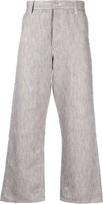 Stripe-Pattern Cropped Trousers