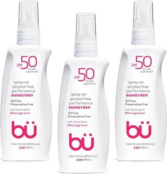 3-Pack (3.3oz) Spf 50 Alcohol-Free Sunscreen Spray w/natural essence of Sage