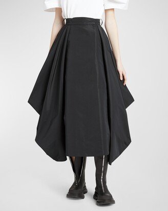 Draped Circle-Cut Midi Skirt-AA