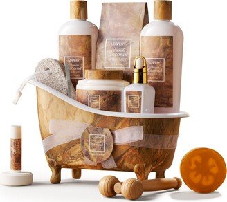 Lovery French Coconut Stress Relief Bath and Body Care Gift Set Home Spa Kit, 13 Piece