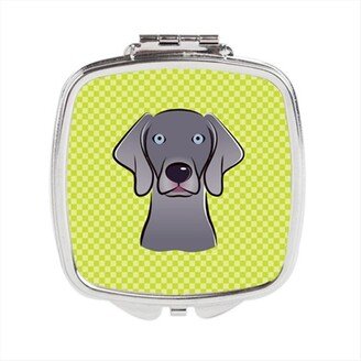 BB1293SCM Checkerboard Lime Green Weimaraner Compact Mirror, 2.75 x 3 x .3 In.