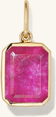 Emerald Cut Gemstone Charm Fuschia Quartz