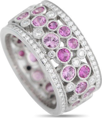 Cobblestone Platinum 1.87ct Diamond, Ruby and Pink Sapphire Band Ring