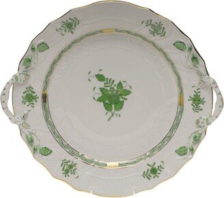 Chinese Bouquet Green Chop Plate with Handles-AA