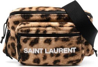 Leopard-Printed Corduroy Belt Bag