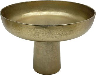 Metal, 11 Bowl With Stand, Gold, Round, 11H, Solid Color - 14.0 x 14.0 x 11.0