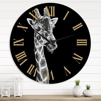 Designart 'Close Up Portrait Of A Giraffe II' Farmhouse wall clock