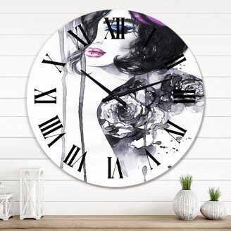 Designart 'Painting Female Portrait' Modern wall clock