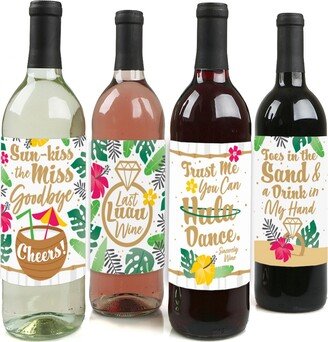 Big Dot Of Happiness Last Luau - Tropical Bachelorette Bridal Decor - Wine Bottle Label Stickers 4 Ct