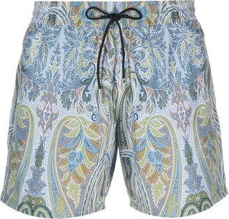 Graphic-Print Drawstring Swim Shorts-AC