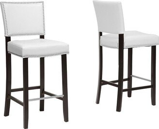 Aries Modern Barstool with Nailhead Trim White