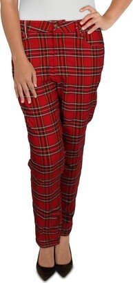 Plus Womens Plaid Stretch Skinny Pants