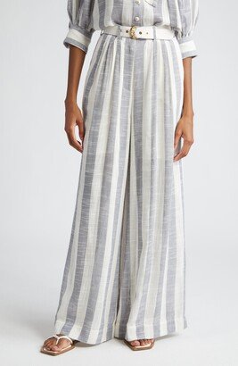 Matchmaker Stripe Belted Pintuck Wide Leg Pants