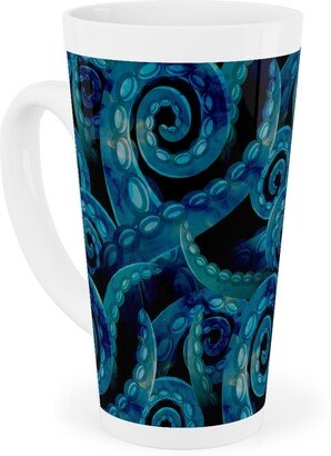 Mugs: Octopus Watercolor - Blue Tall Latte Mug, 17Oz, Blue