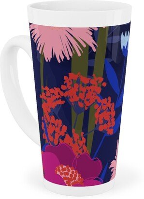 Mugs: Summer Nights Floral - Dark Tall Latte Mug, 17Oz, Multicolor