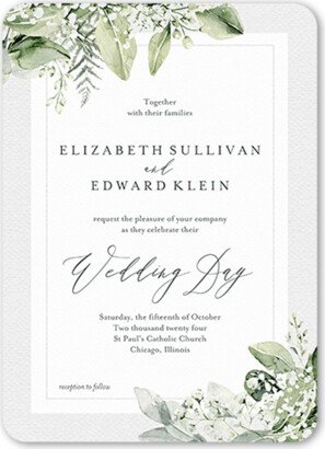 Wedding Invitations: Lovely Lush Wedding Invitation, White, 5X7, Matte, Signature Smooth Cardstock, Rounded