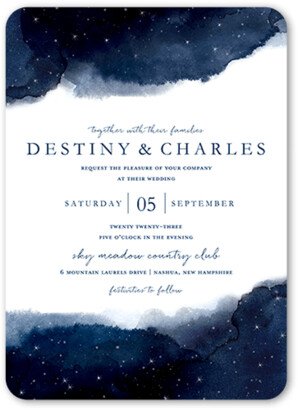 Wedding Invitations: Celestial Union Wedding Invitation, Blue, 5X7, Standard Smooth Cardstock, Rounded