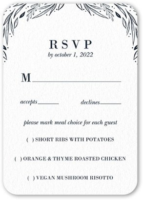 Rsvp Cards: Simple Floral Frame Wedding Response Card, White, Signature Smooth Cardstock, Rounded