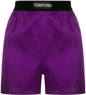 Logo-Waistband Satin Shorts